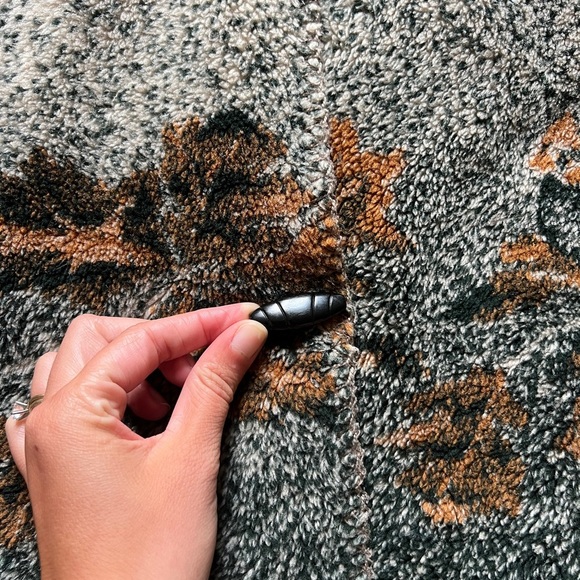 Vintage 90s White Stag Fall Leaf Pattern Hooded Fleece Fur Jacket Coat Size 1x - Picture 6 of 15